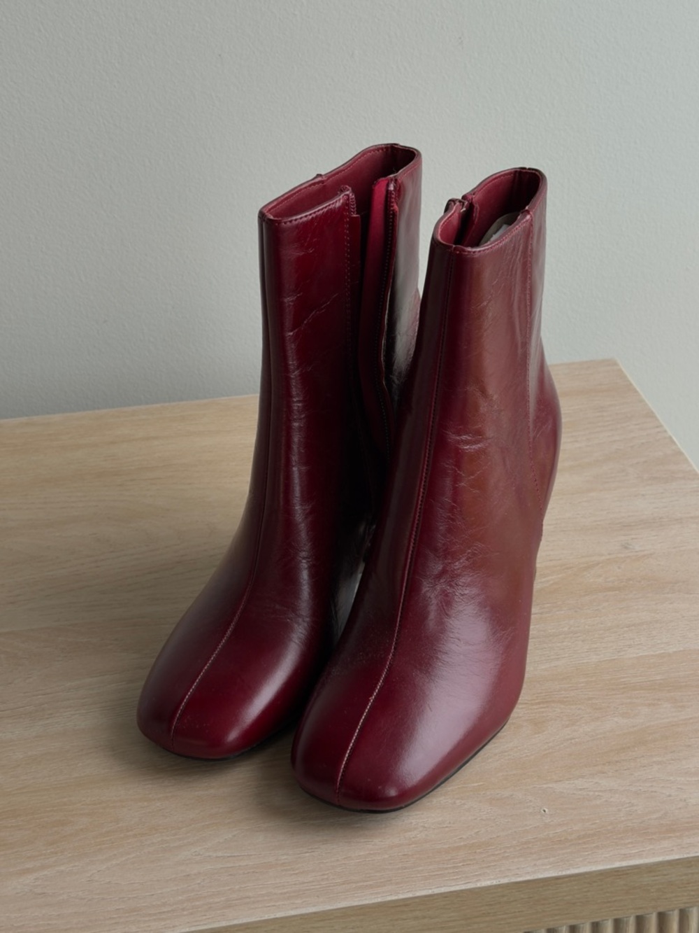 Women's Burgundy Leather Ankle Boots